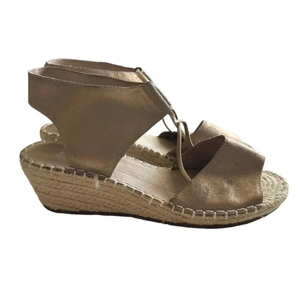 Eileen Fisher‎ Agnes Espadrille Wedge Sandal Women's 8.5 Gold Metallic System